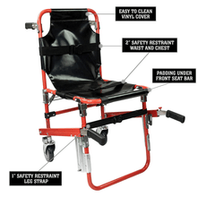 Load image into Gallery viewer, LINE2design Stair Chair - Medical Foldable Aluminum Mobile Evacuation Chair- Red